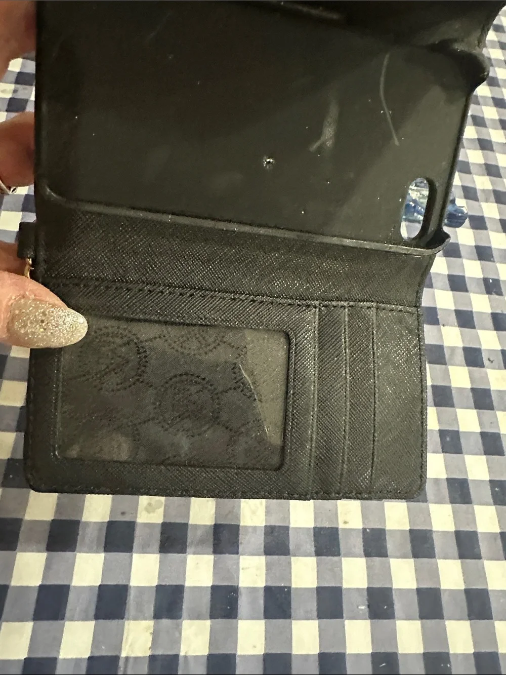 Michael Kors Black Saffiano leather small phone case